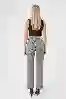 Resim Gri Yüksek Bel Paça Detayli Straight Fit Jean