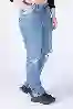 Resim Büyük Beden Mavi Yüksek Bel Diz Lazer Straight Jeans