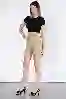 Resim Bej Yüksek Bel Kot Şort